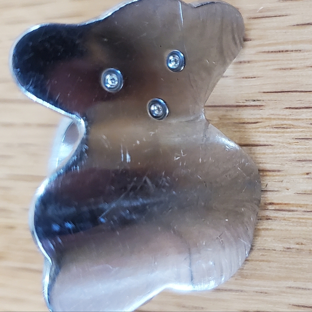 TOUS Teddy Bear Ring in Stainless steel plus diamonds; Pre-loved.